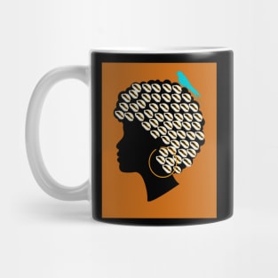 Cowrie Afro with blue bird Mug